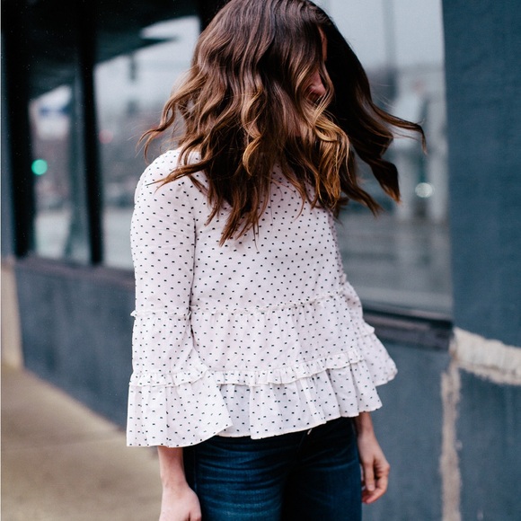 Club Monaco Polka Dot Tiered Top - Picture 2 of 8